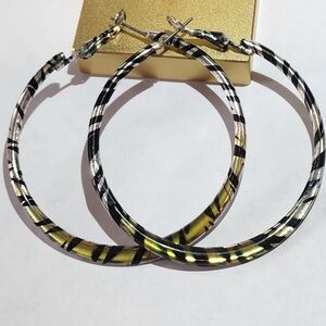 Stylish Black, Yellow , Silver Hoop Earrings
